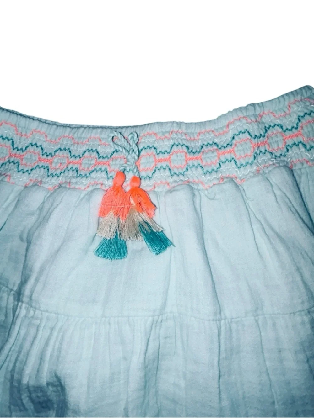 Cat & Jack Light Blue Tiered Skirt with Colorful Tassels